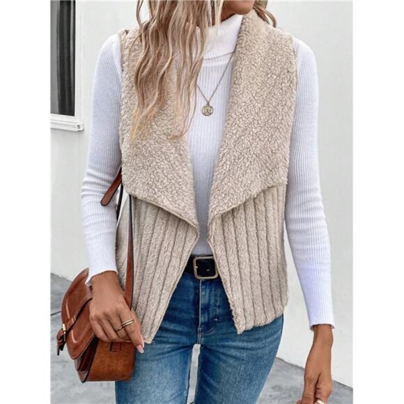 Women's Beige Sleeveless Vest - Picture 6 of 6